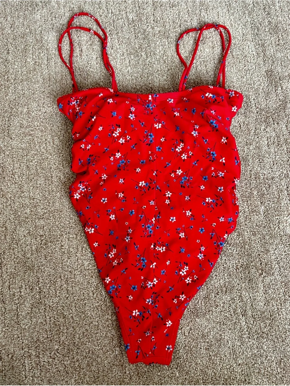 Only Worn Twice Wild Fable Red Floral One-Piece Swimsuit with Adjustable Bow